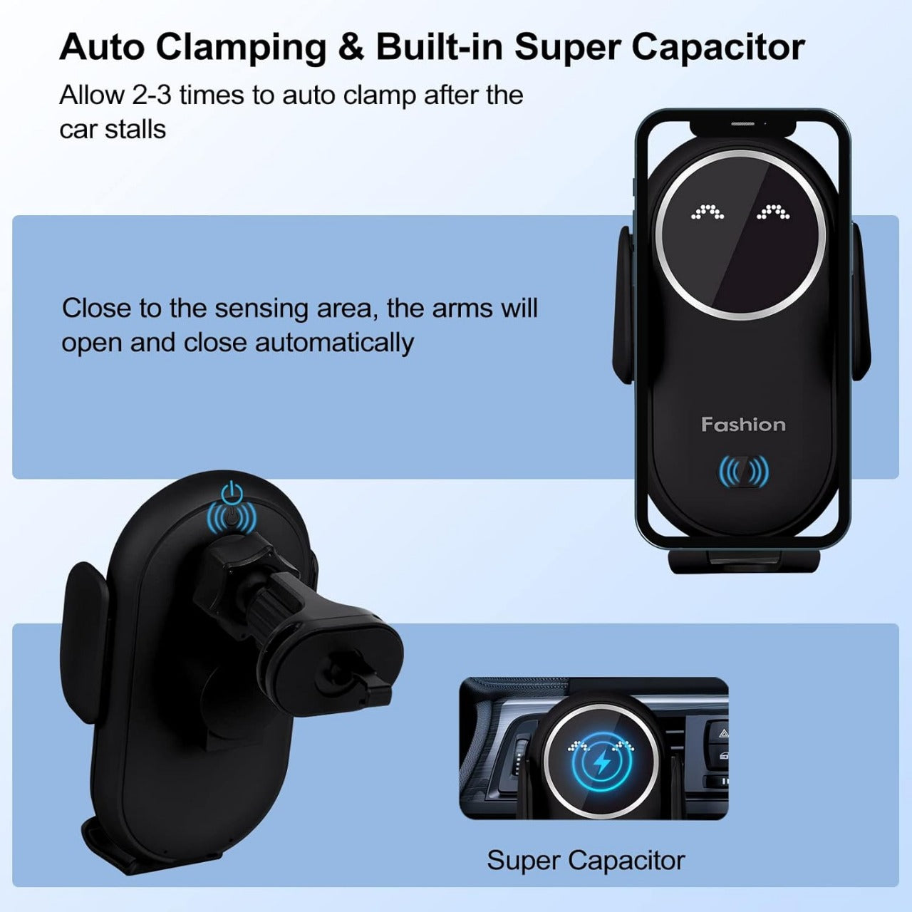 DriveMate™ Automatic Clamping Car Charger 30W wireless charging