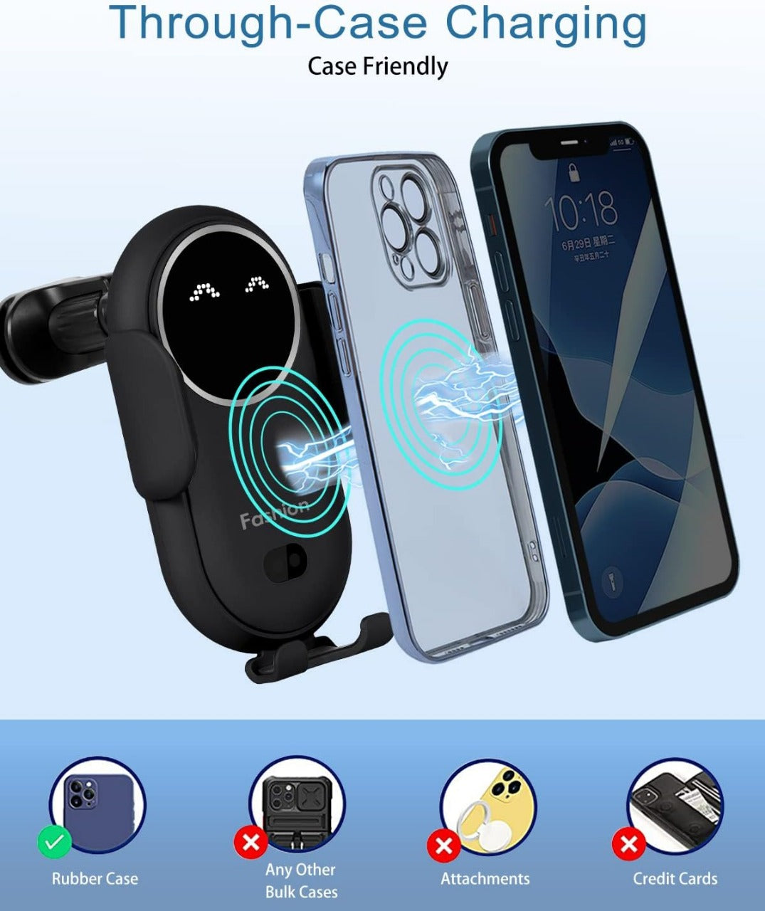 DriveMate™ Automatic Clamping Car Charger 30W wireless charging